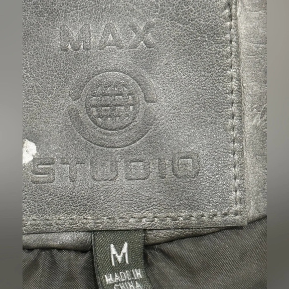 Max Studio Moto Olive Green Vegan Leather Jacket – Size Medium - Picture 3 of 13